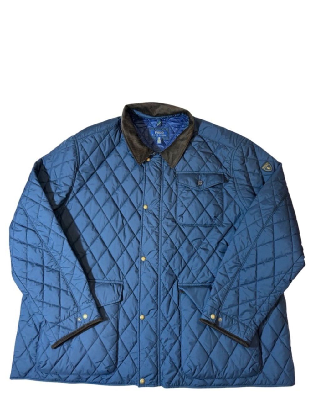 Polo Ralph Lauren Quilted Barn Jacket Blue Corduroy Trim Big Tall 5XB Equestrian